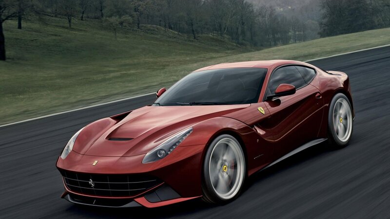 Red Ferrari Sports Car — Dynamic, Photograph, Road, Trees, Black