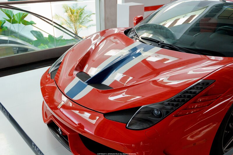 Red Ferrari Sports Car — Modern, Photograph, Stripes