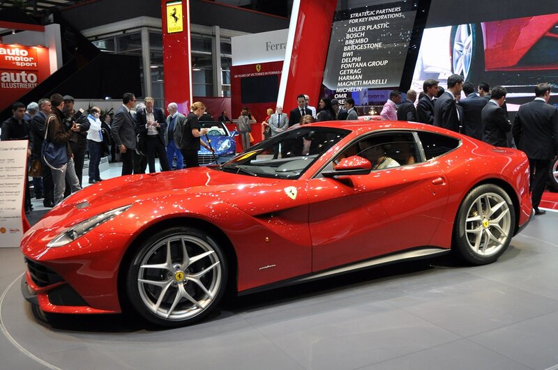 Red Ferrari sports car on display