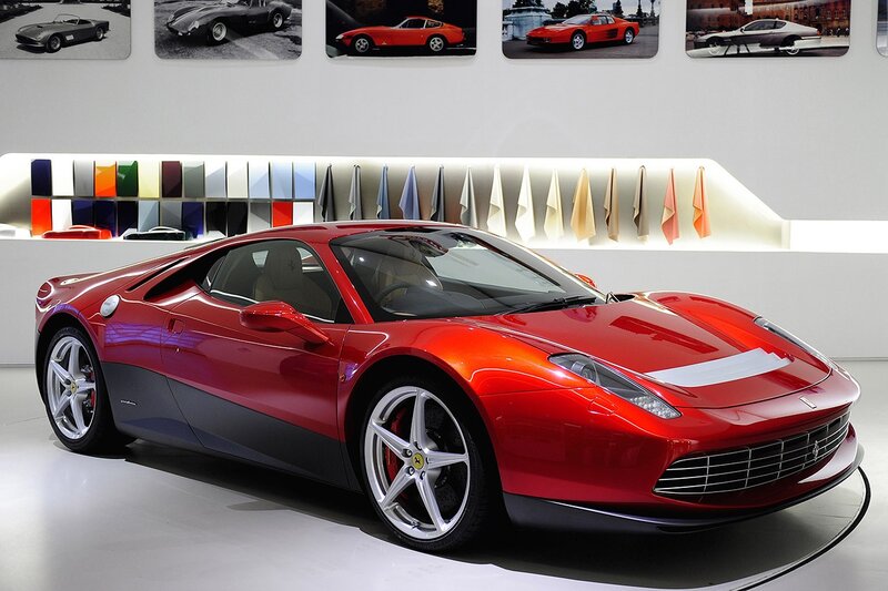 Red Ferrari sports car on display