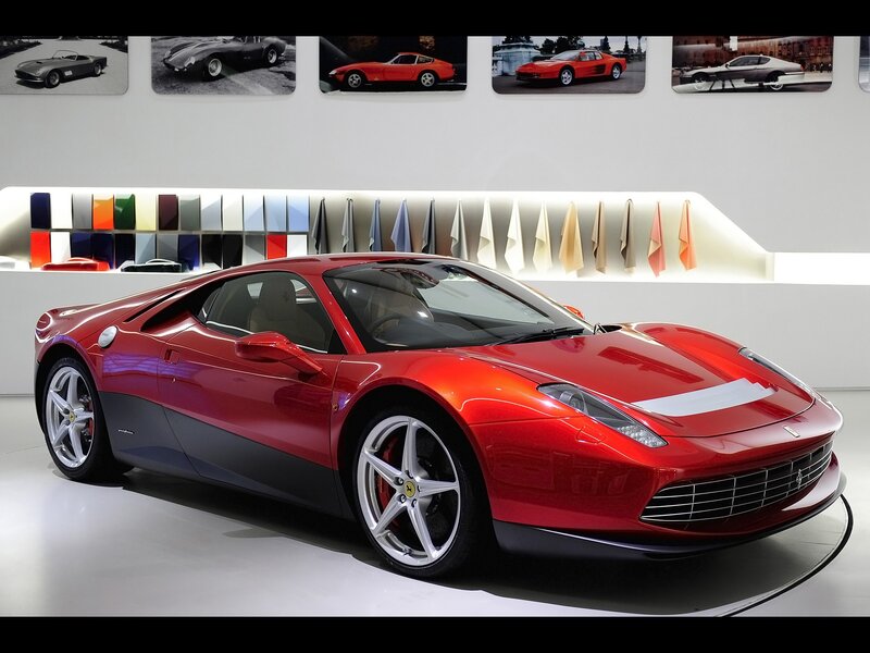 Red Ferrari sports car on display