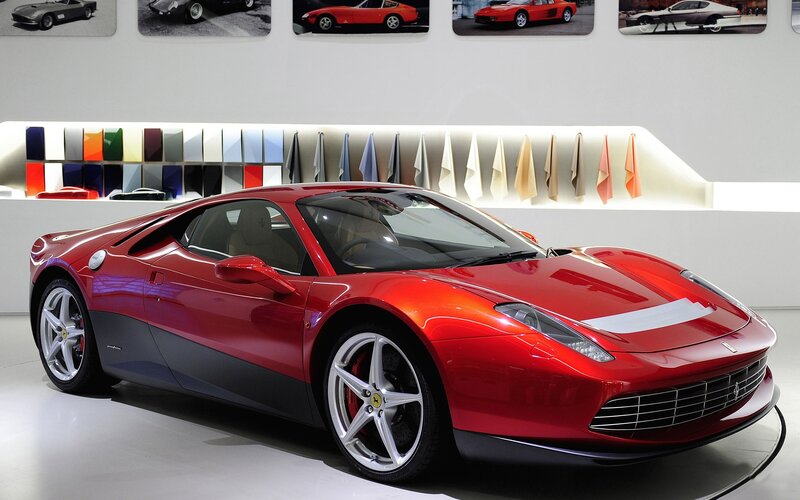 Red Ferrari sports car on display