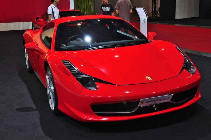 Red Ferrari sports car on display