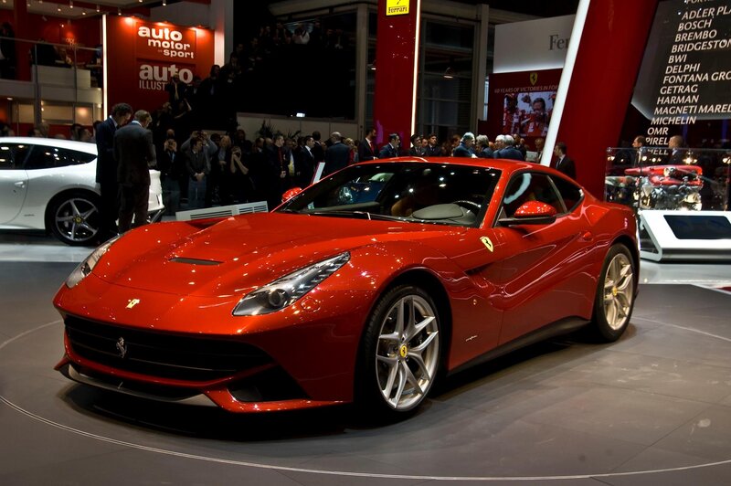 Red Ferrari sports car on display
