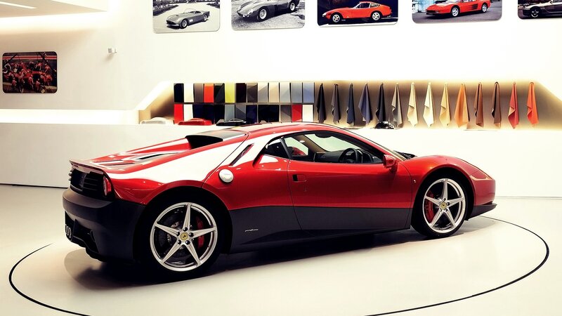 Red Ferrari sports car on display