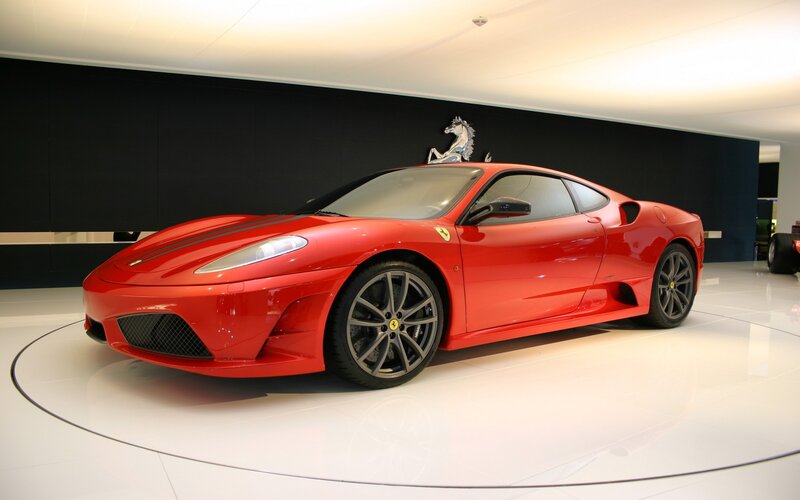 Red Ferrari sports car on display