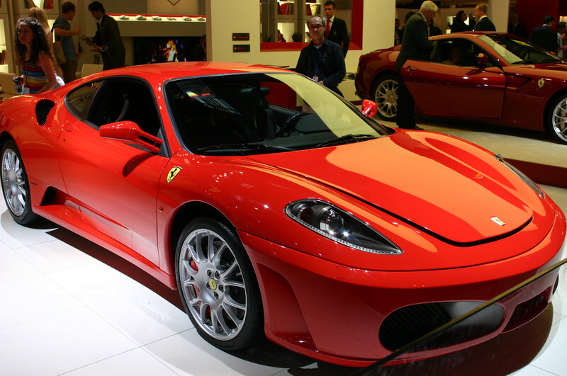 Red Ferrari sports car on display