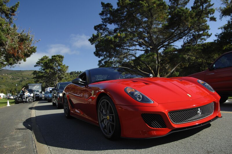 Red Ferrari sports car on display