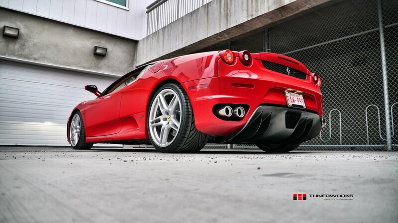 Red Ferrari sports car rear view