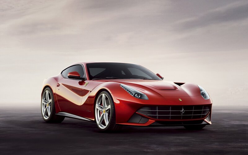 Red Ferrari Sports Car — Road, Gray