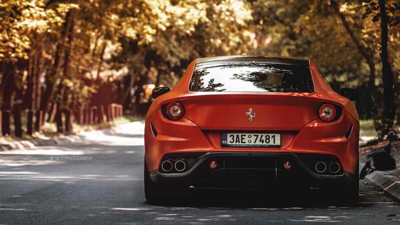 Red Ferrari Sports Car — Serene, Autumn