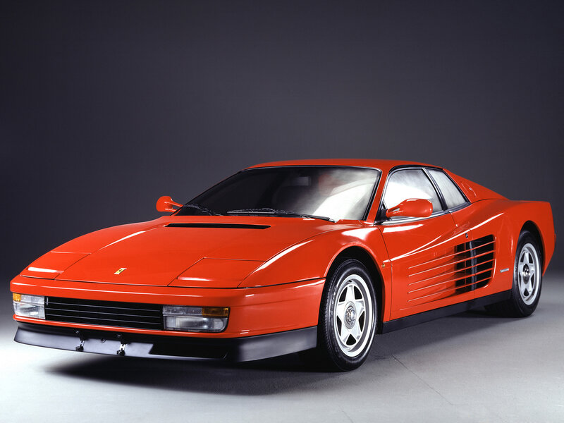 Red Ferrari Testarossa — Dramatic, Photograph, Car, Side Mirror