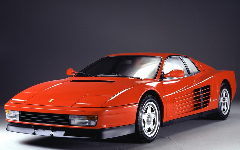 Red Ferrari Testarossa — Dramatic, Photograph, Car, Windshield, Wheels