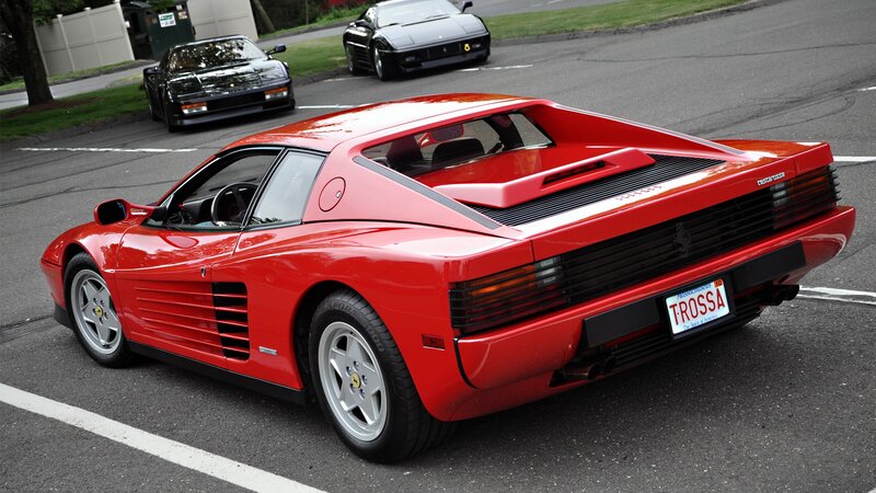 Red Ferrari Testarossa parked