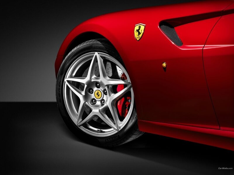 Red Ferrari wheel close-up