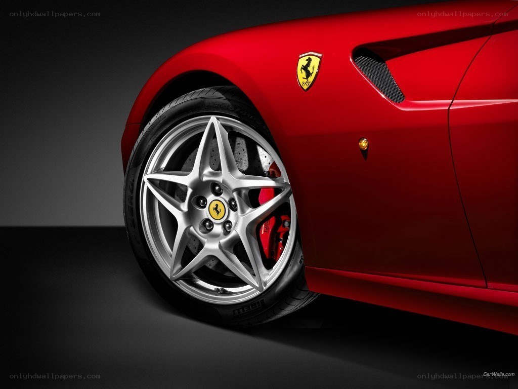 Red Ferrari wheel close-up