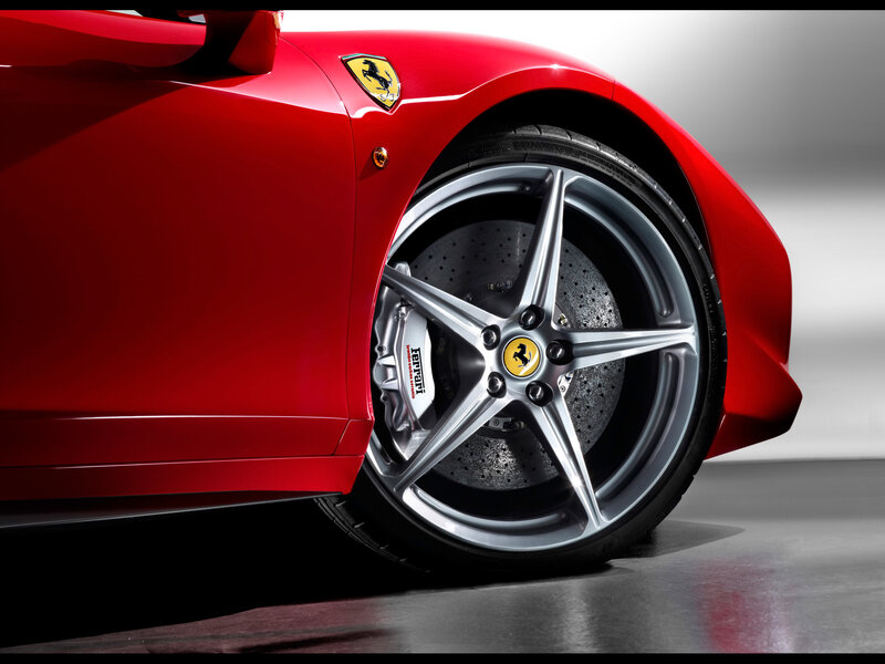 Red Ferrari wheel close-up