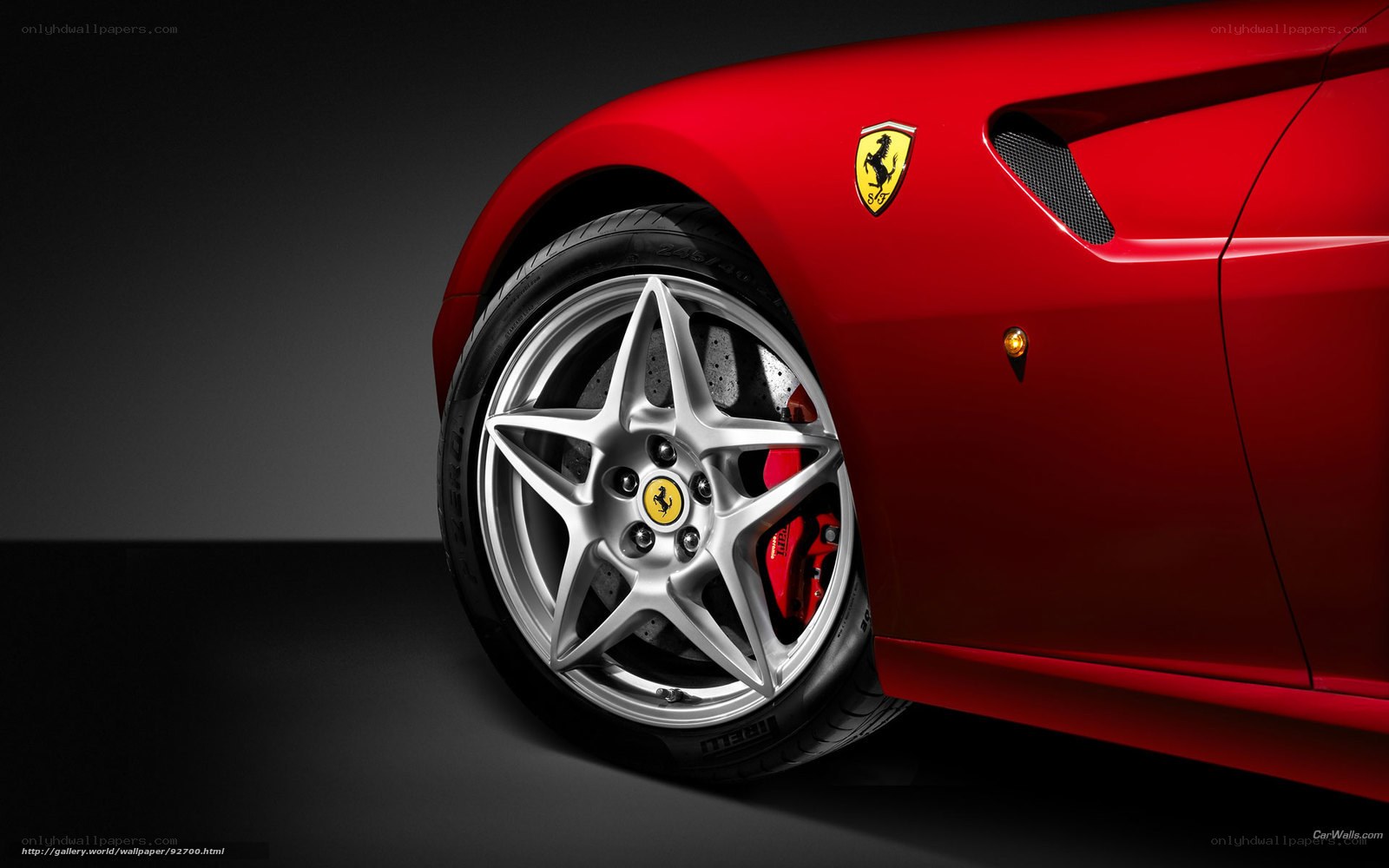 Red Ferrari wheel close-up