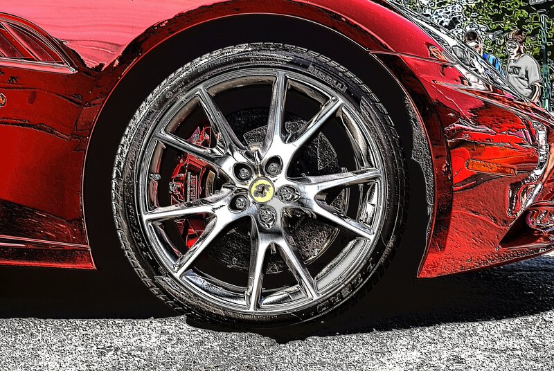 Red Ferrari Wheel — Dramatic