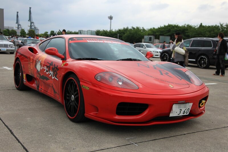 Red Ferrari with anime livery