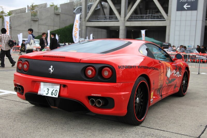 Red Ferrari with custom graphics