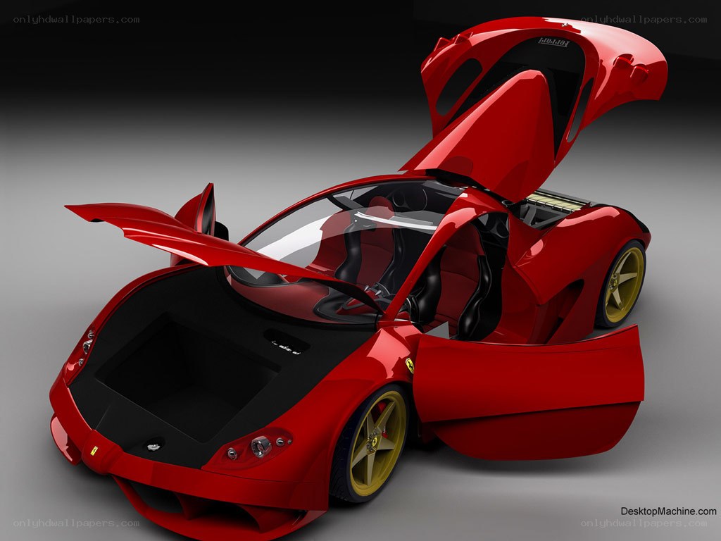 Red Ferrari with doors open