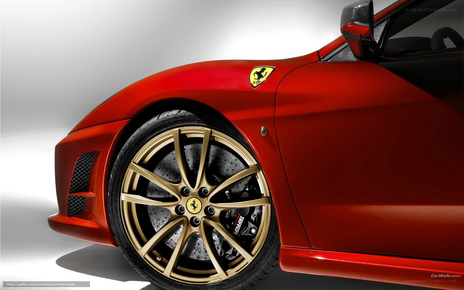 Red Ferrari with gold wheels