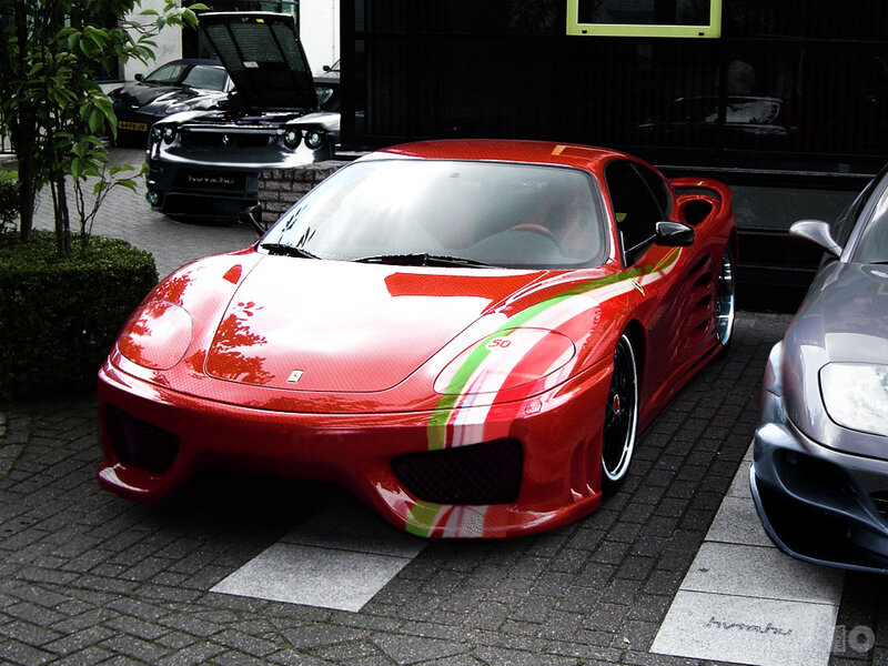 Red Ferrari with Italian flag livery