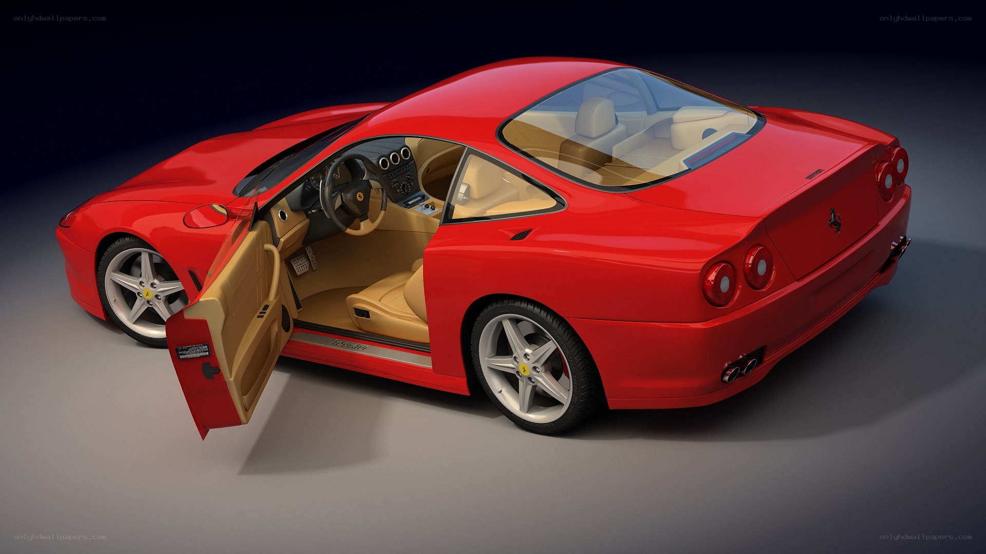 red ferrari with open door
