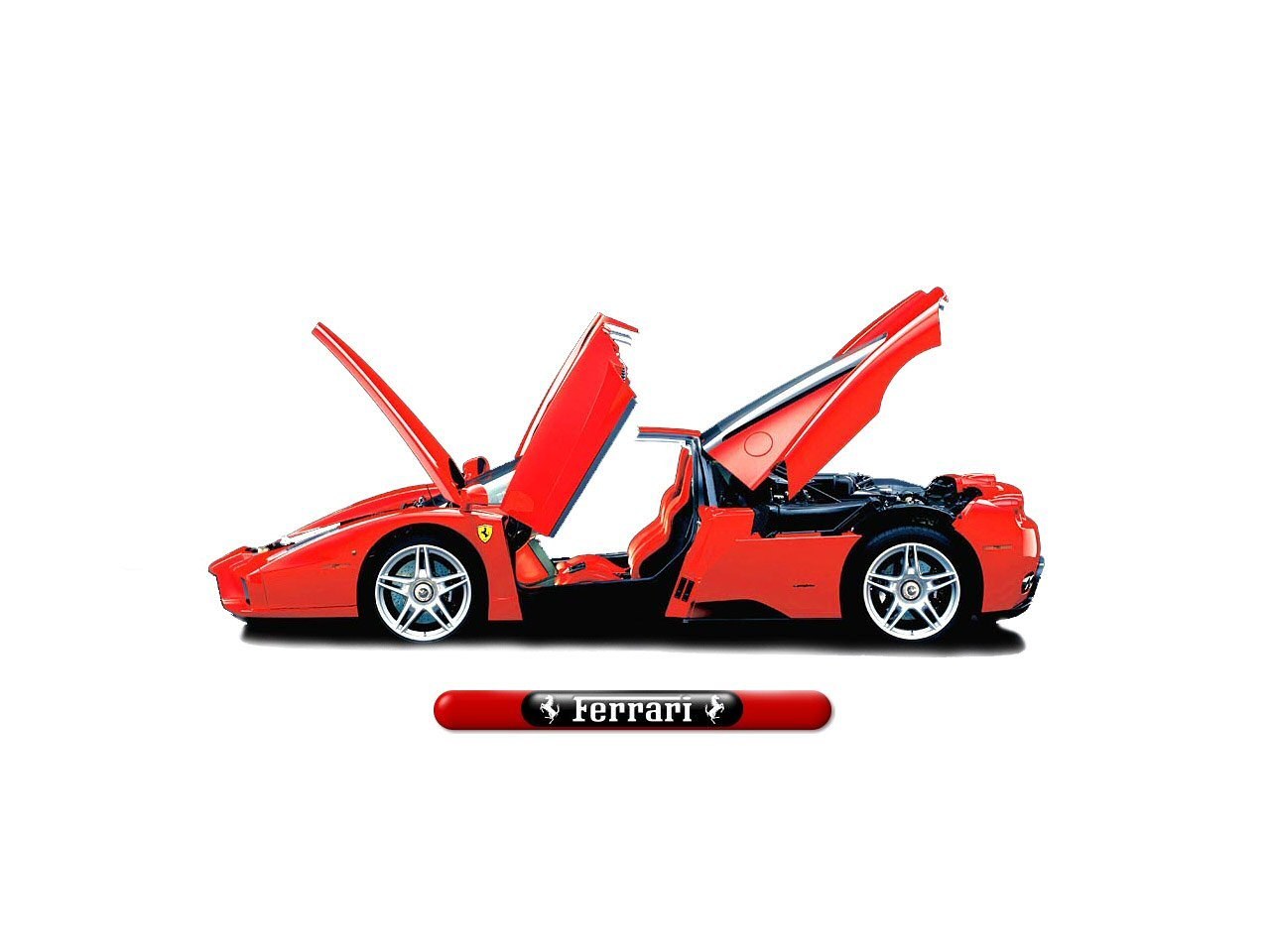 Red Ferrari with open doors