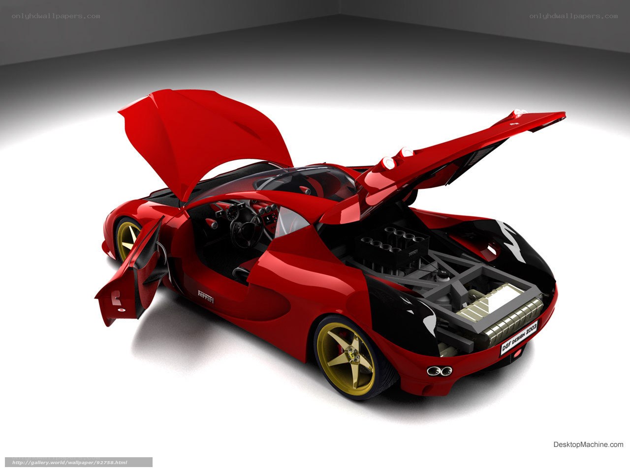 Red Ferrari with open doors