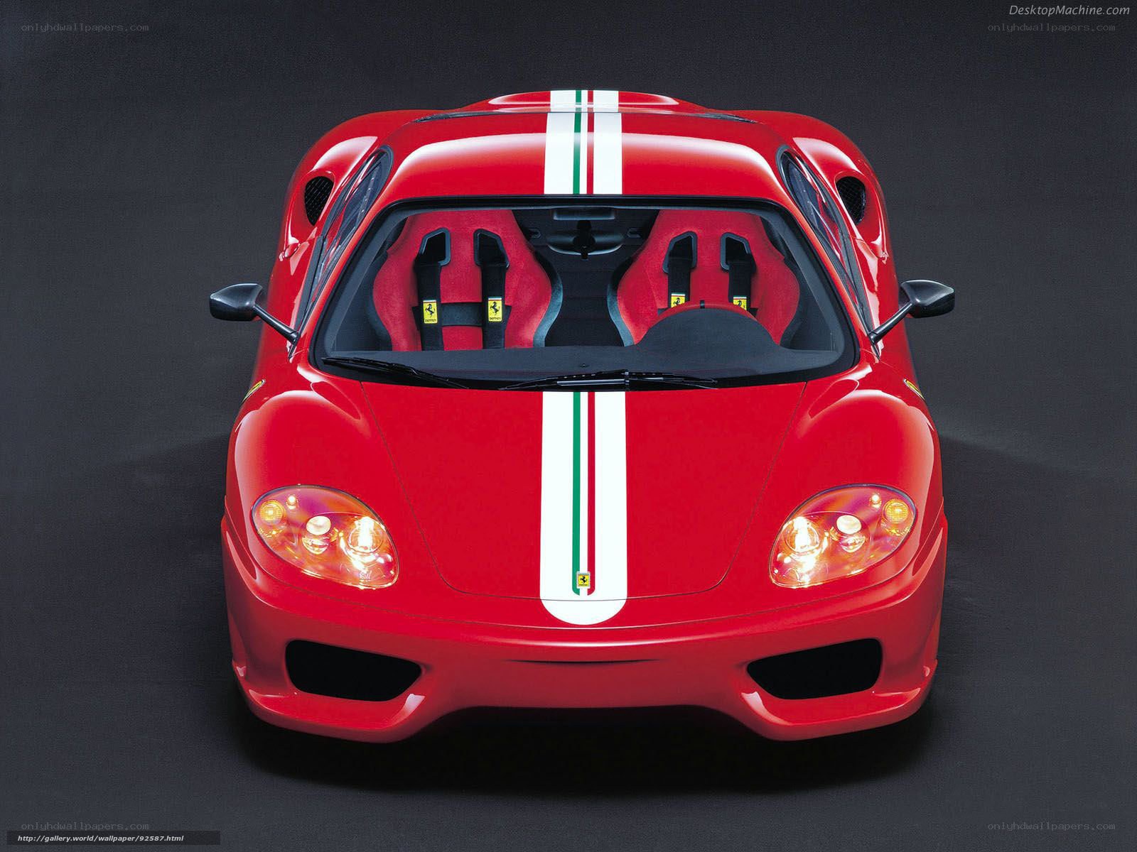 Red Ferrari with racing stripes