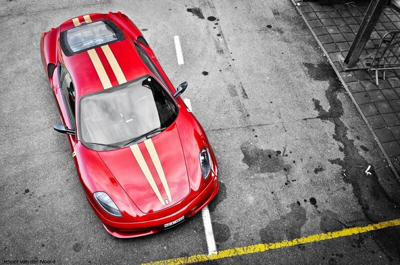 Red Ferrari with stripes