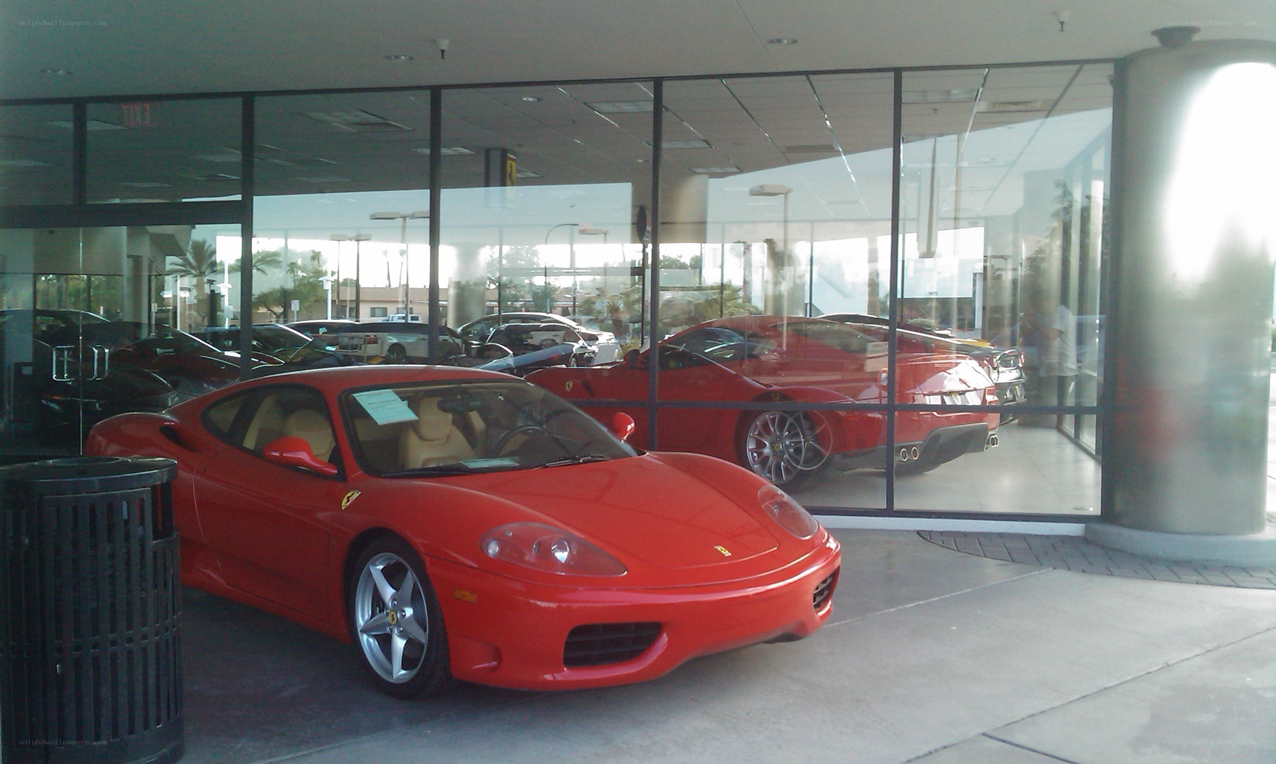 Red Ferraris at dealership