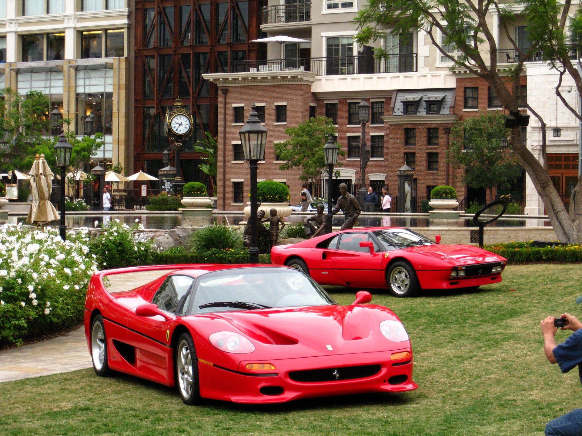 Red Ferraris on display