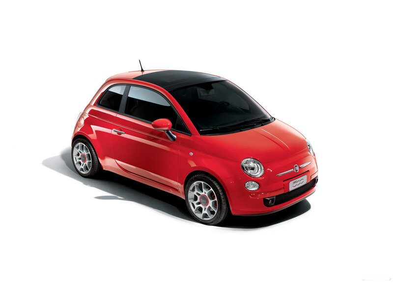Red Fiat 500 car