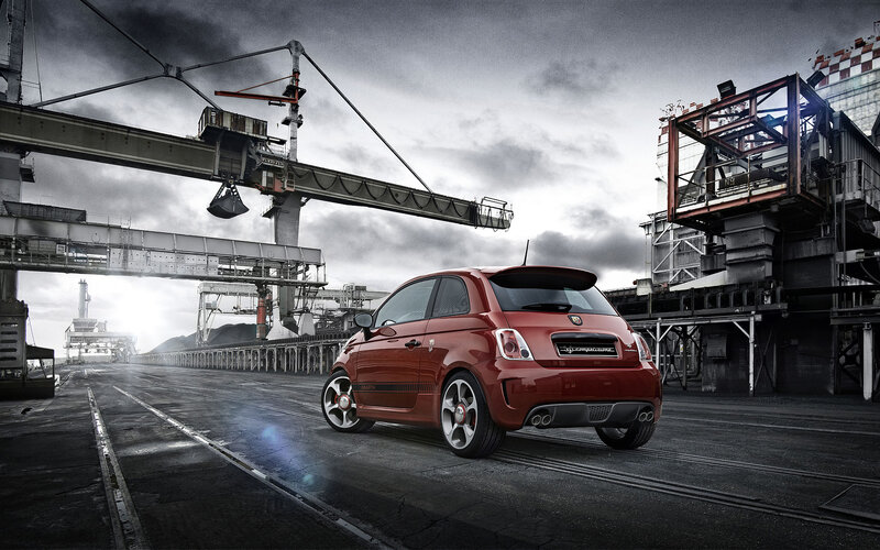 Red Fiat Car — Dramatic, Photograph