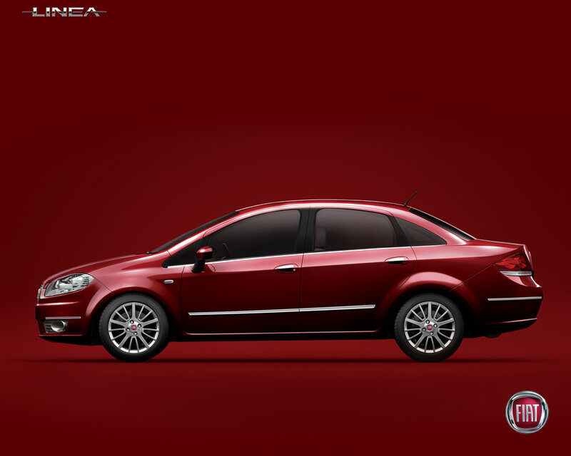 Red Fiat Linea sedan