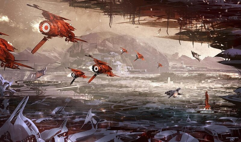 Red Fighter Jets in Battle