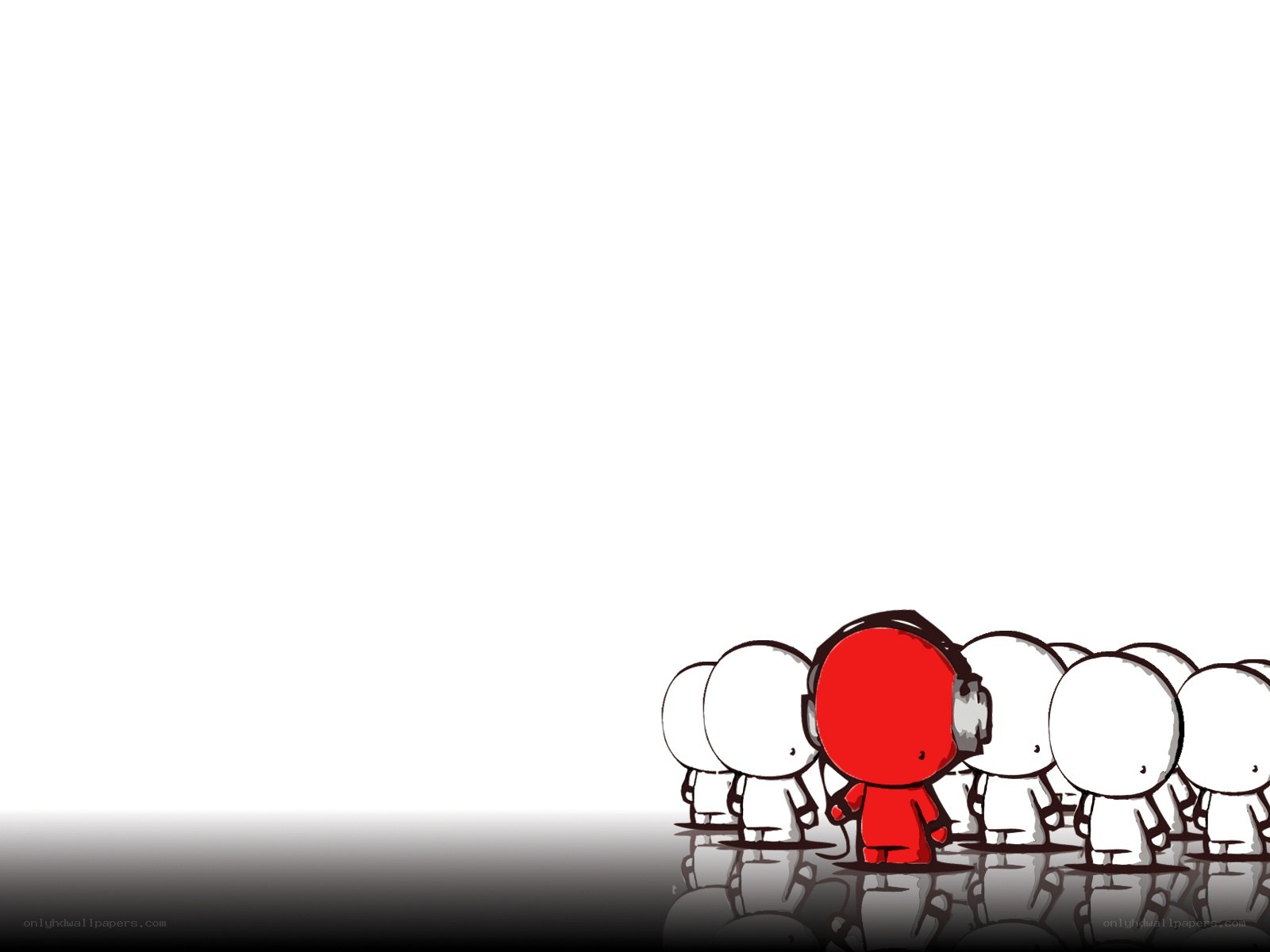 Red figure in a crowd