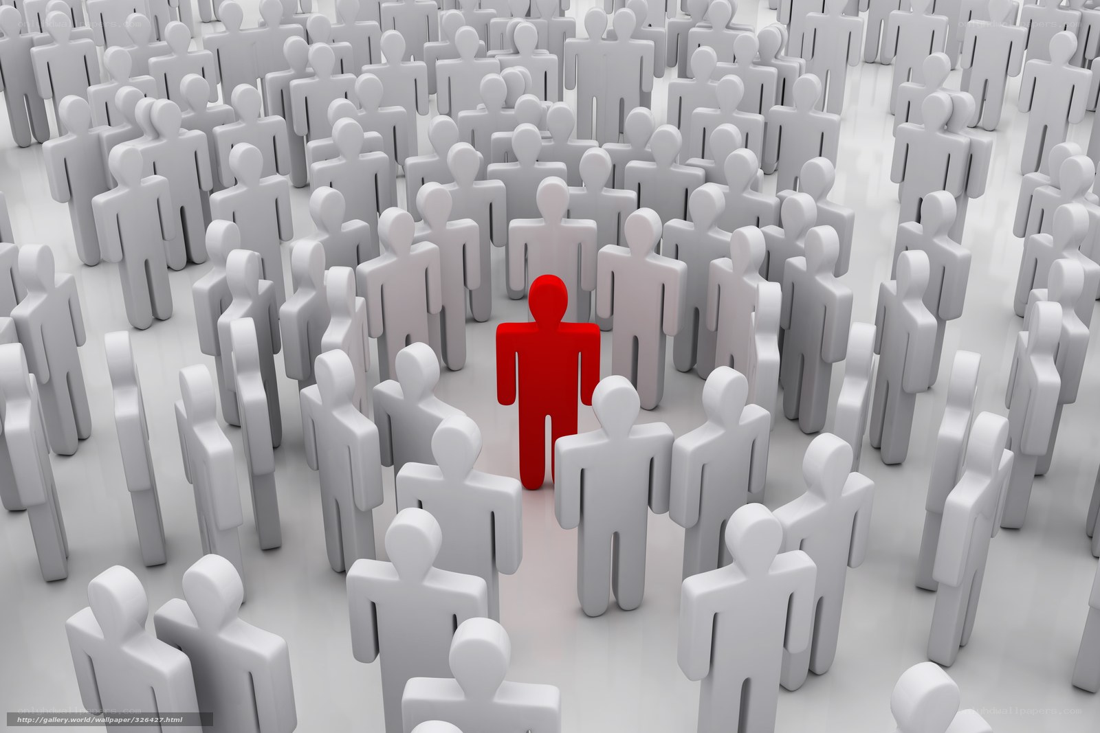 Red figure in a crowd