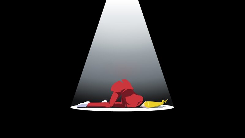 Red Figure on Floor