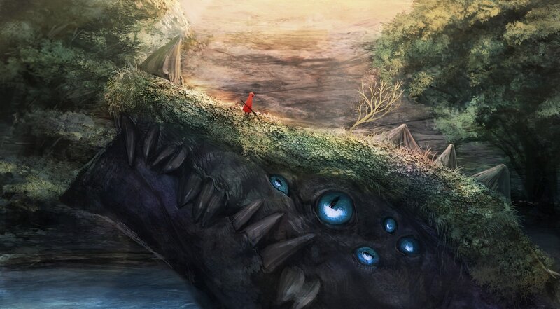 Red Figure on Monster