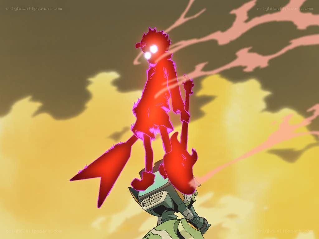 Red figure on robot shoulder