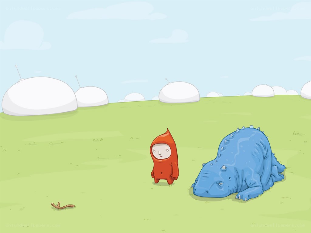 Red figure with blue dinosaur