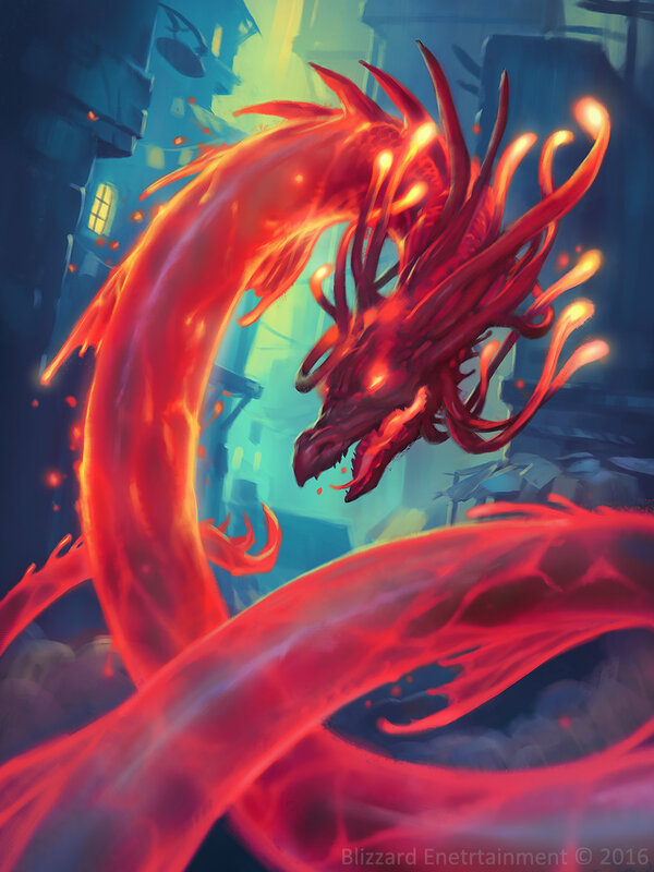 Red Fire Dragon — Dramatic, Night