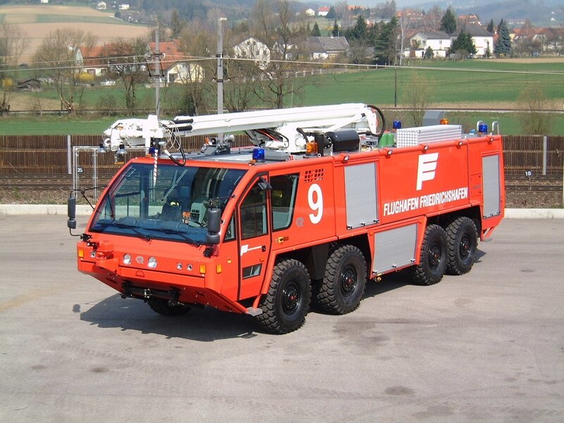 Red fire truck at airfield