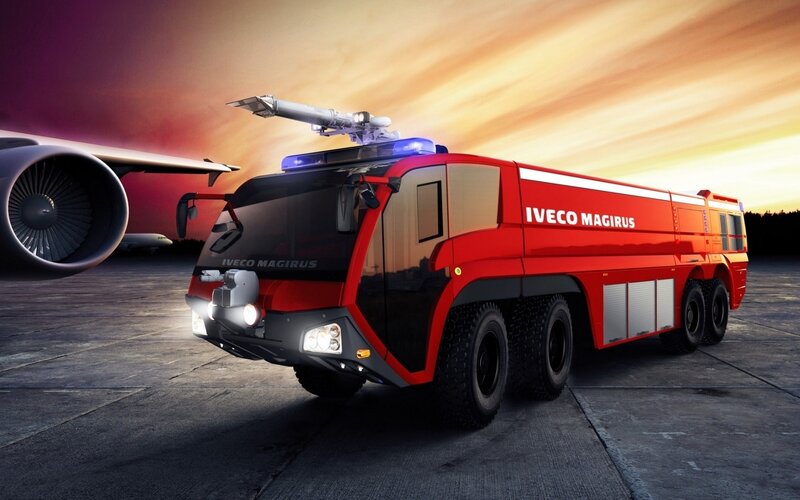 Red fire truck at airport