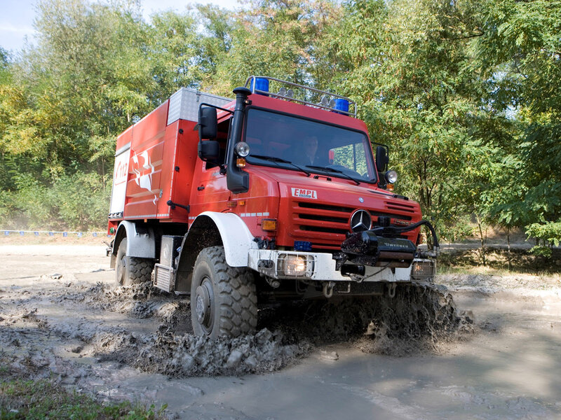 Red Fire Truck in Mud
