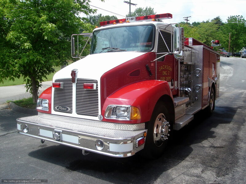 Red Fire Truck — Neutral, Afternoon, Photograph, Tree, Road